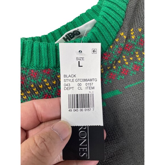 Game Of Thrones Official Mesn Green Cotton Xmas Green Sweater Sz L SKU 9540 - Picture 7 of 10